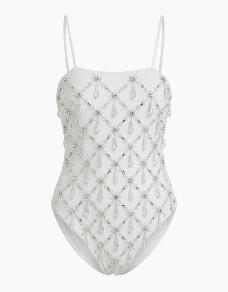 Calliope Thin Straps One Piece Swimsuit White in Stock