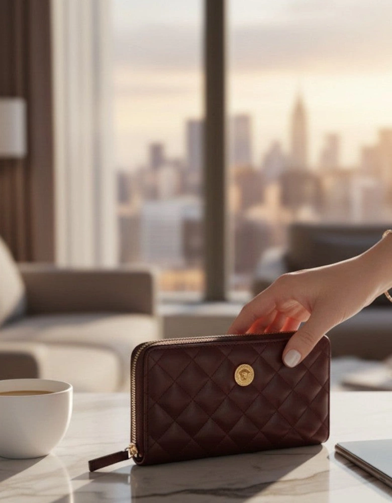 Logo Medusa Zip Around Wallet Quilted Aubergine
