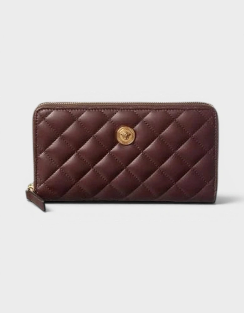 Logo Medusa Zip Around Wallet Quilted Aubergine