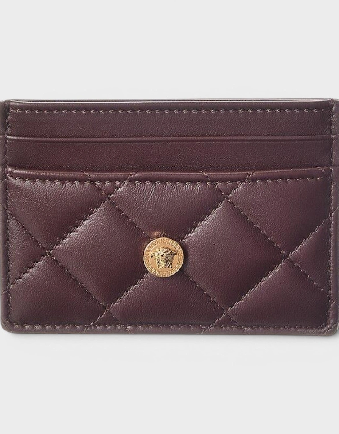 Logo Quilted Card Holder Aubergine