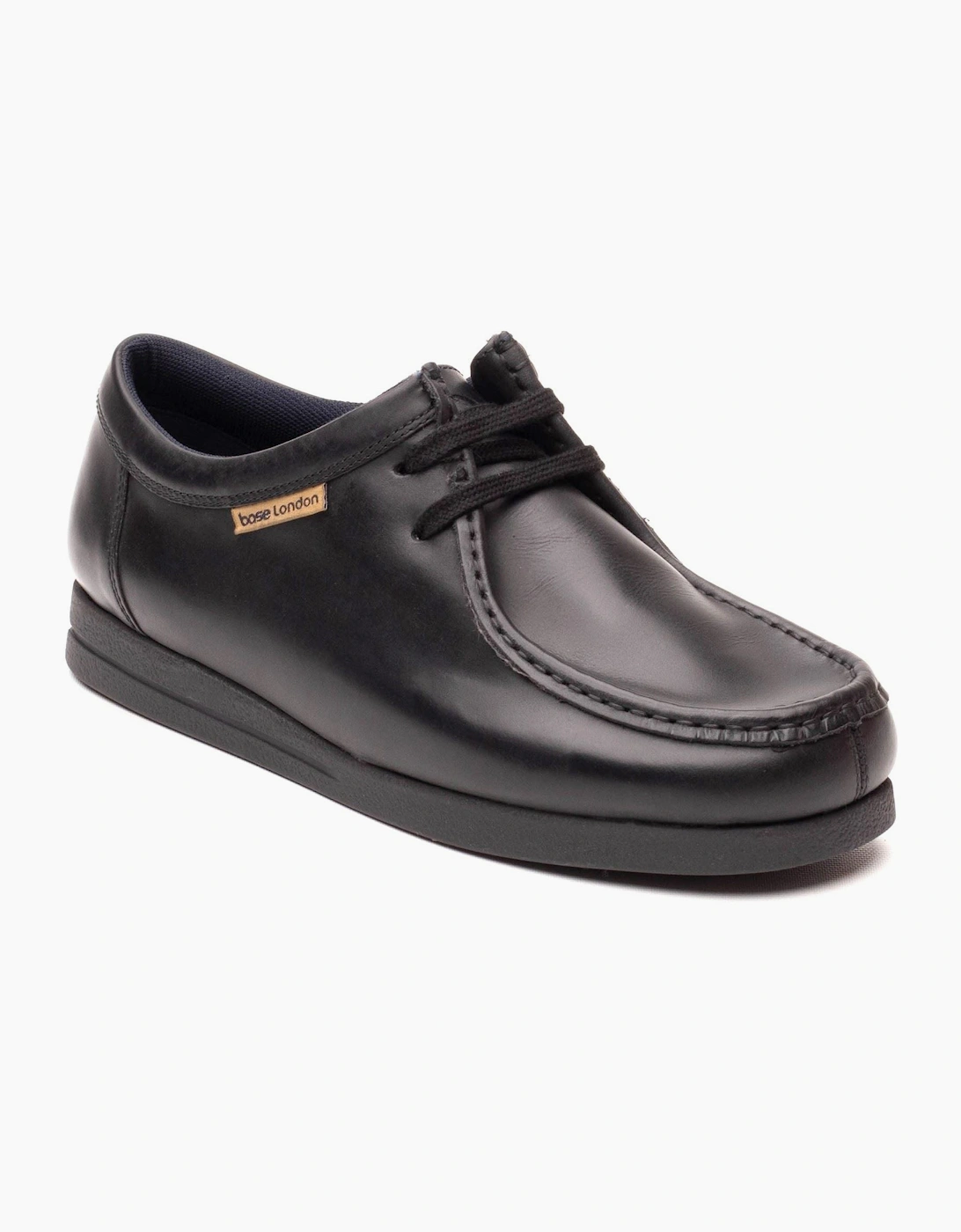 Base Men's Black London Koko Leather Moccasins Shoes - Size 12