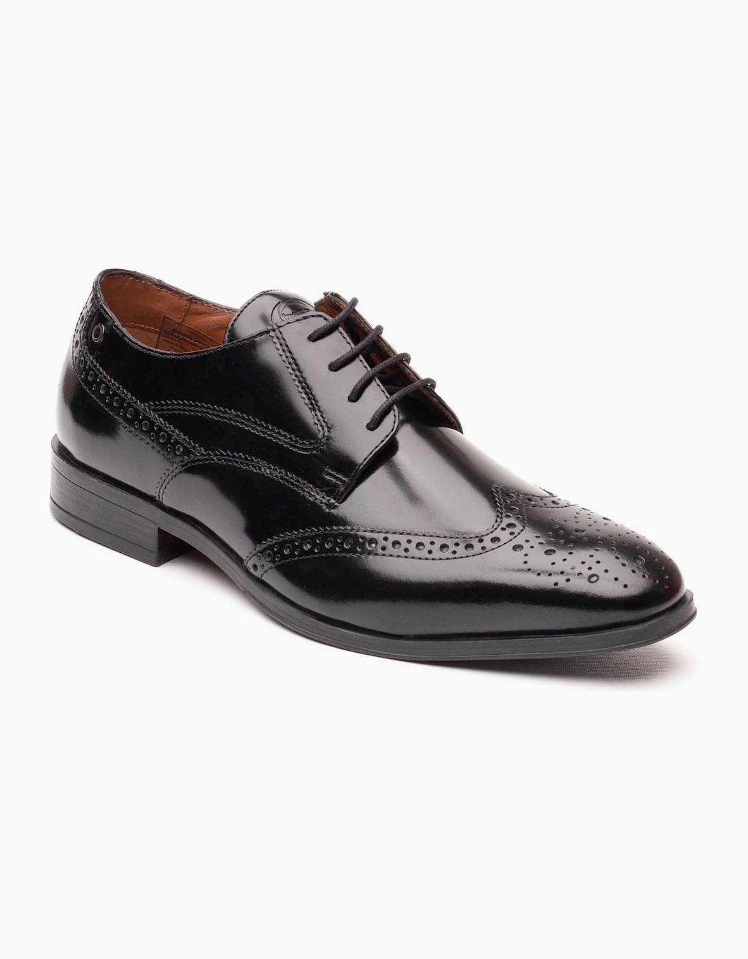 Base London Steeple Leather Men's Hi Shine Black Brogues Shoes
