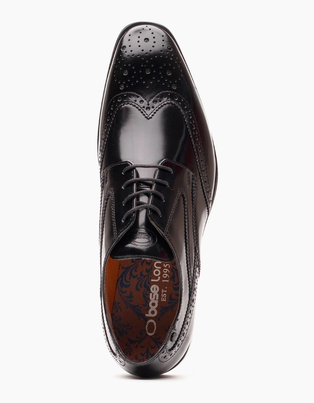 Base London Steeple Leather Men's Hi Shine Black Brogues Shoes