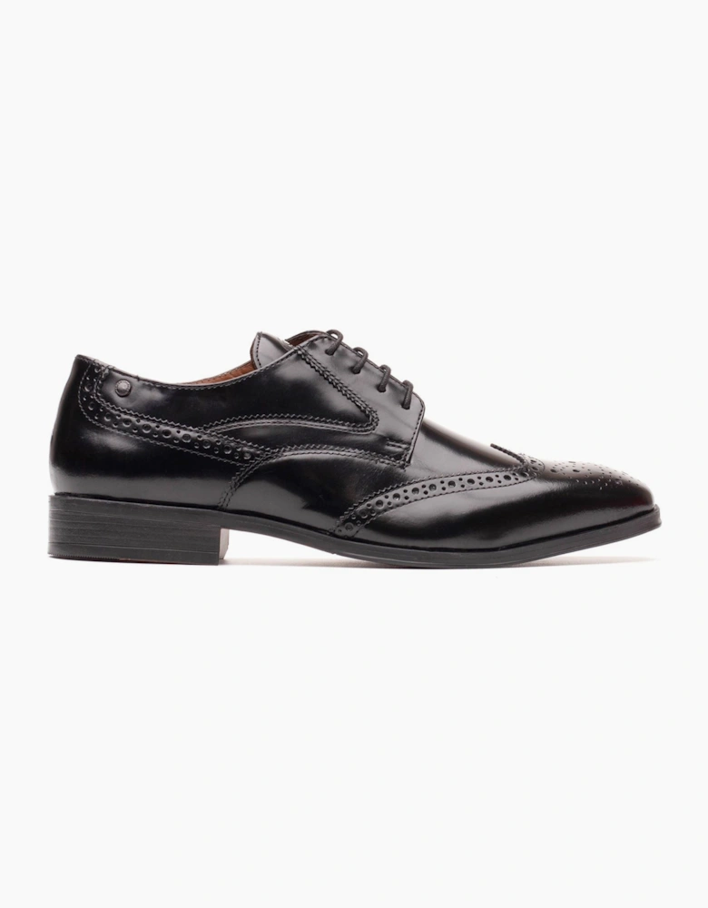 Base London Steeple Leather Men's Hi Shine Black Brogues Shoes