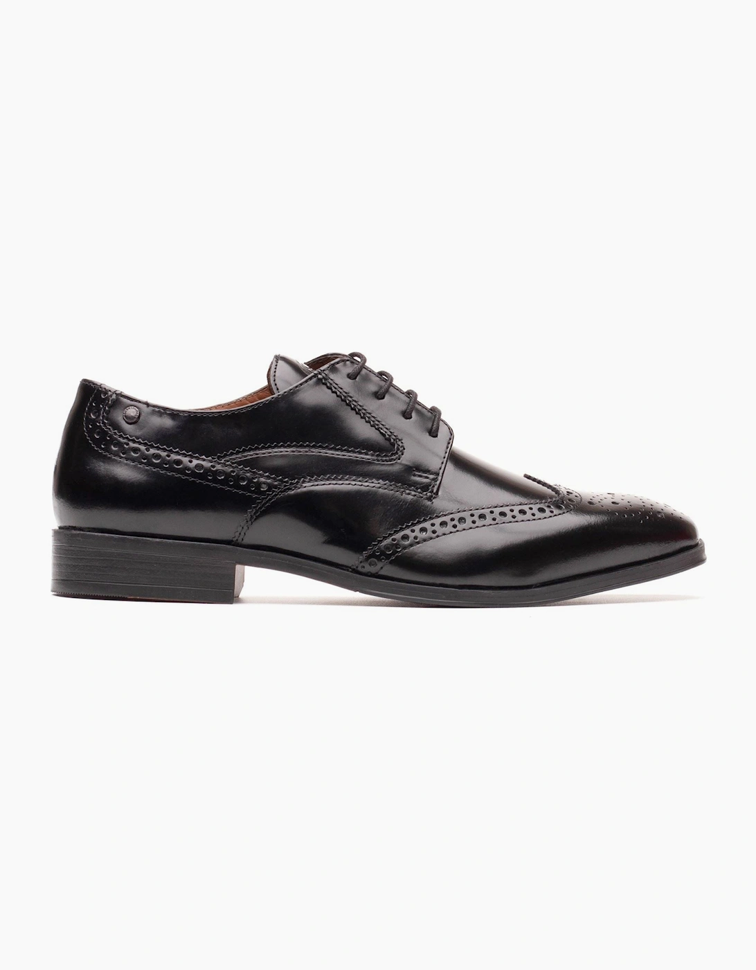 Base London Steeple Leather Men's Hi Shine Black Brogues Shoes