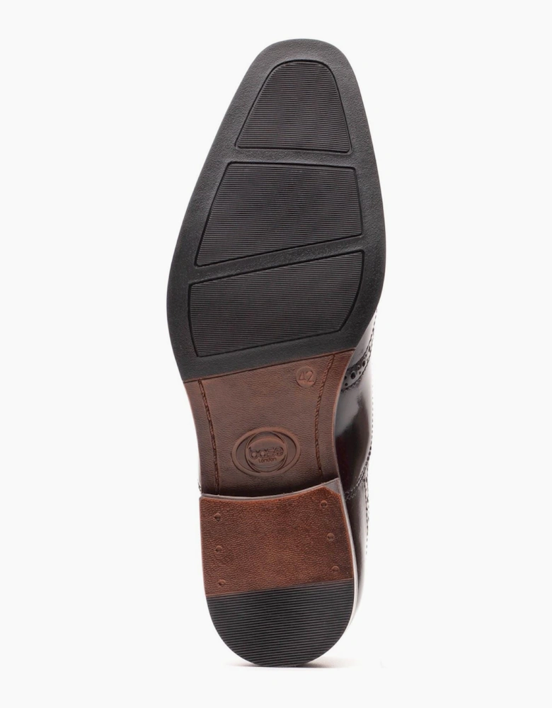 Base London Steeple Leather Men's Hi Shine Black Brogues Shoes