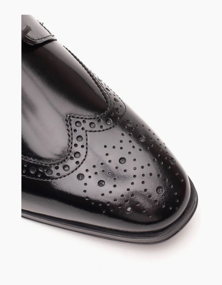 Base London Steeple Leather Men's Hi Shine Black Brogues Shoes