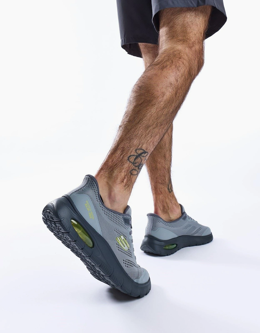 Skechers Skech-Air Summits Textile Men's Charcoal/Lime Trainers