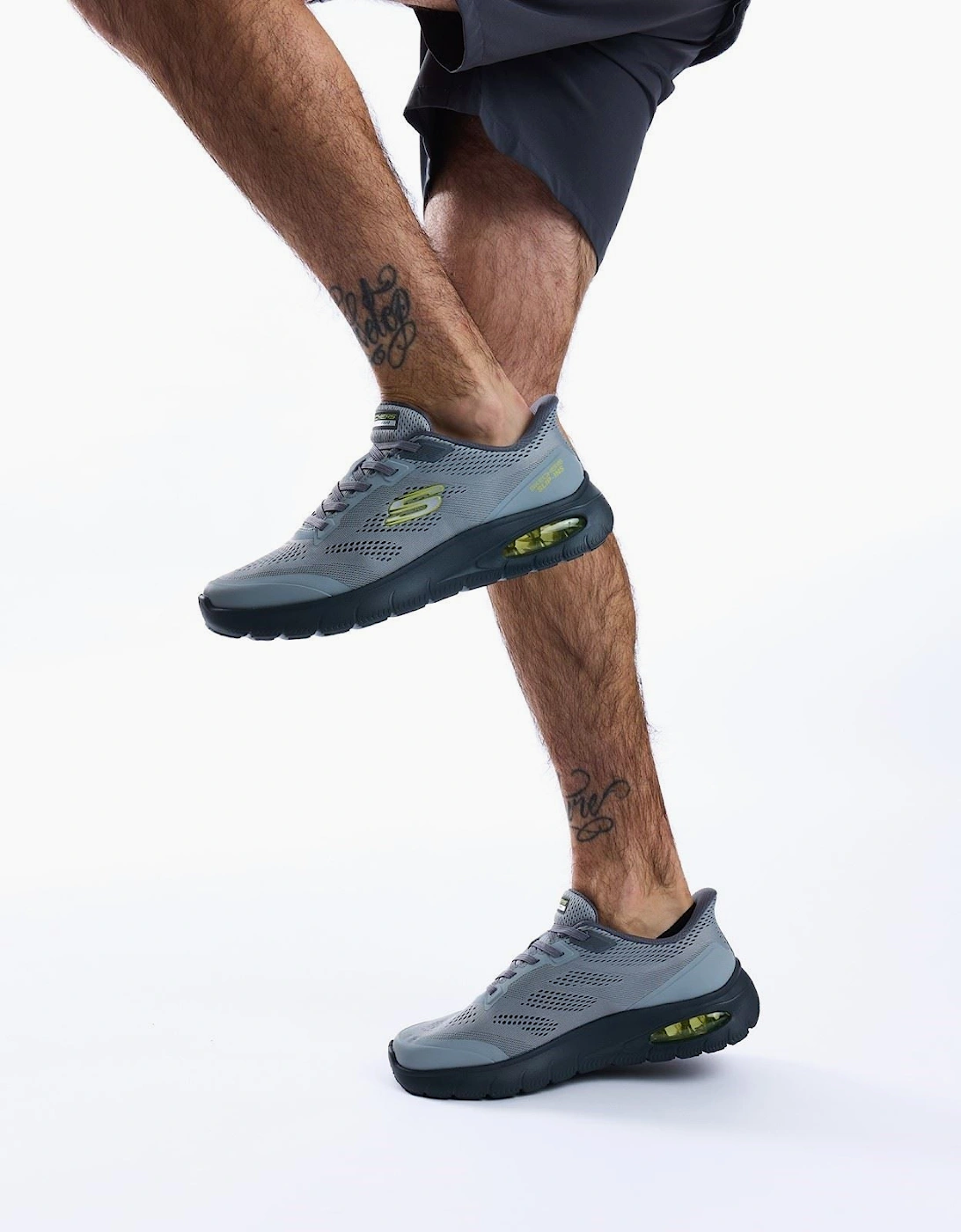 Skechers Skech-Air Summits Textile Men's Charcoal/Lime Trainers