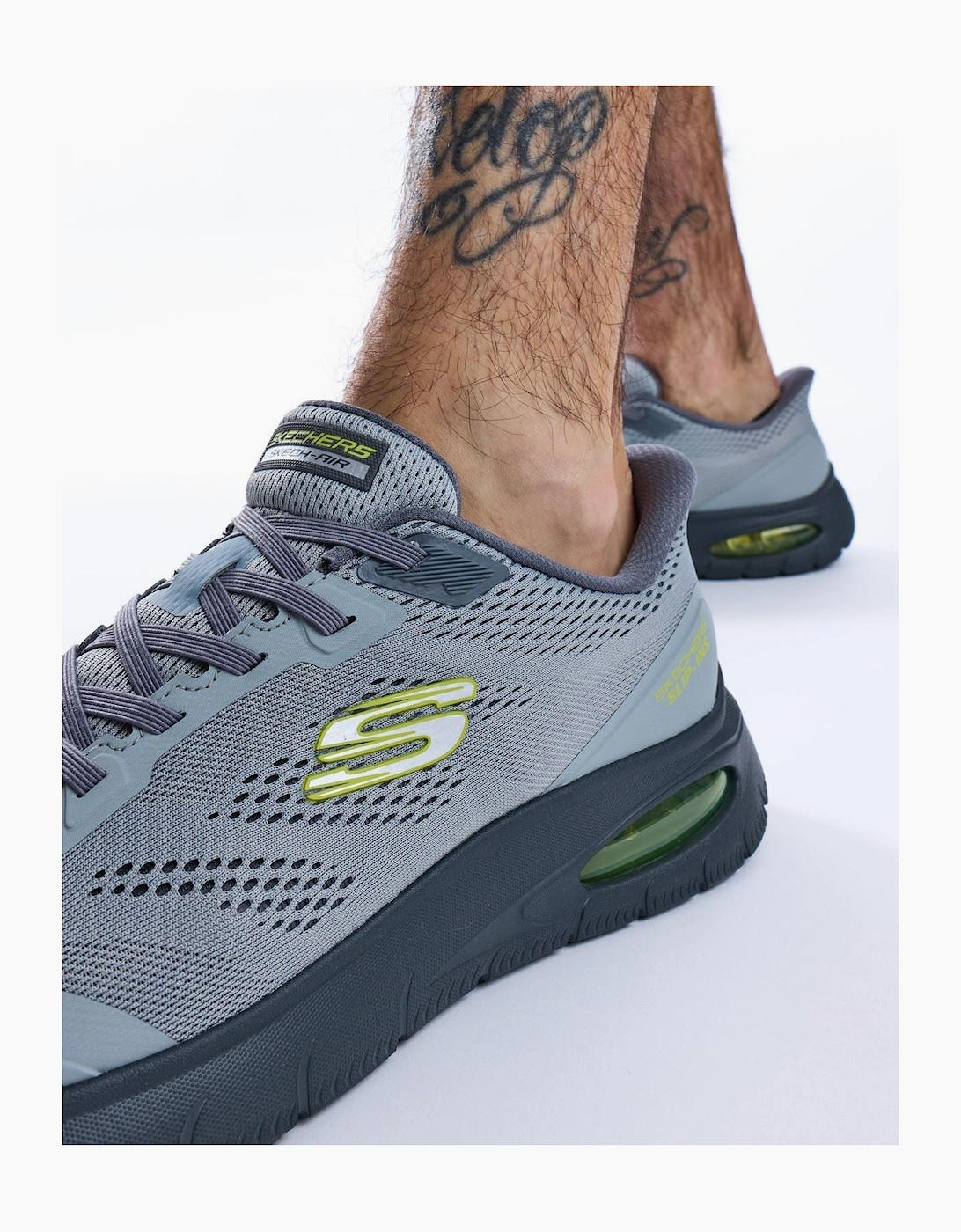 Skechers Skech-Air Summits Textile Men's Charcoal/Lime Trainers