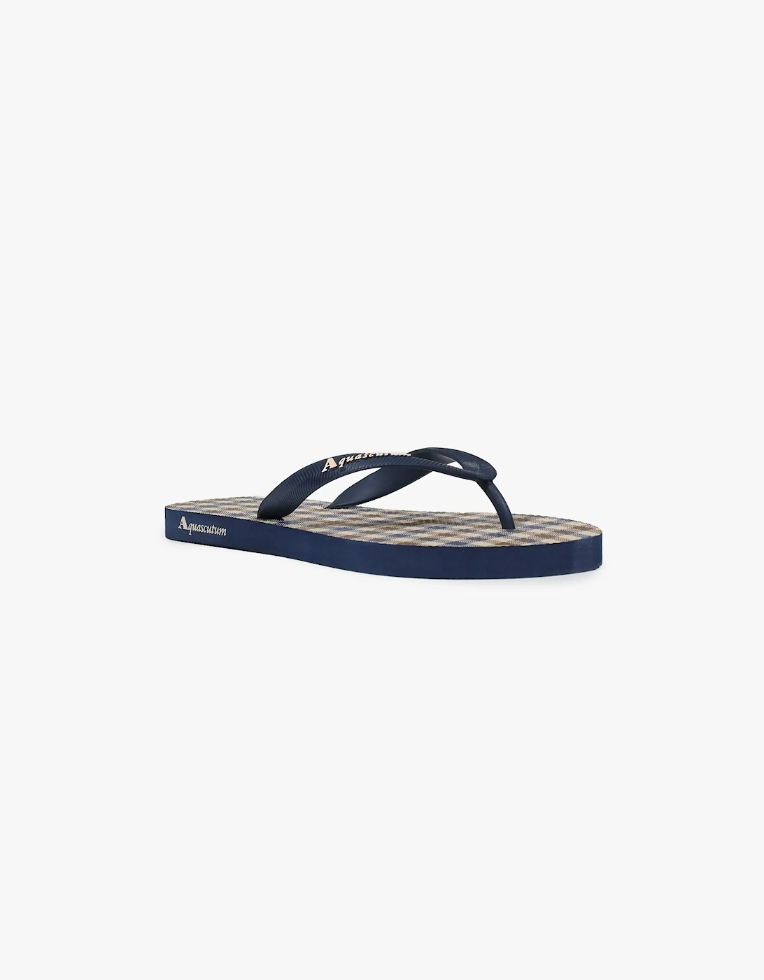 Aquascutum Men's Navy Iconic Flip-Flops With Club Check Print - 11  Size Uk12 Eu46