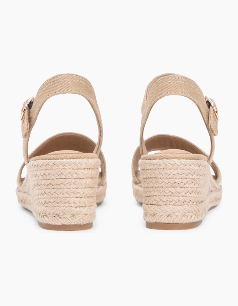 Tommy Hilfiger MID WEDGE Womens Wedge Sandals Safari Canvas
