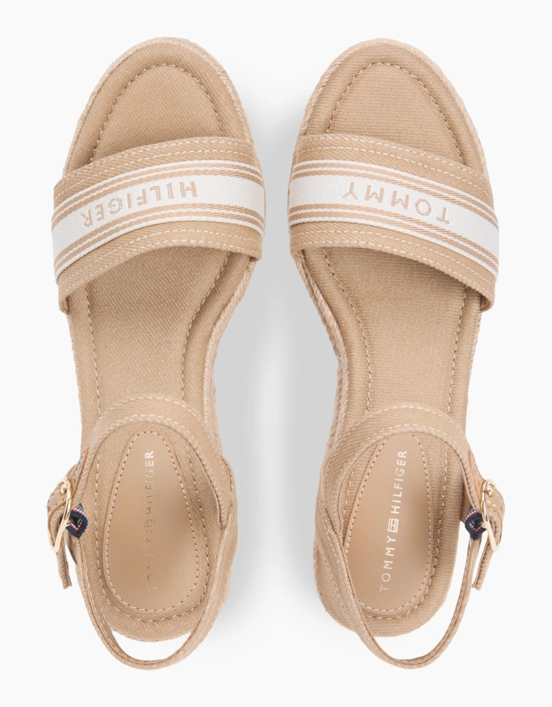 Tommy Hilfiger MID WEDGE Womens Wedge Sandals Safari Canvas