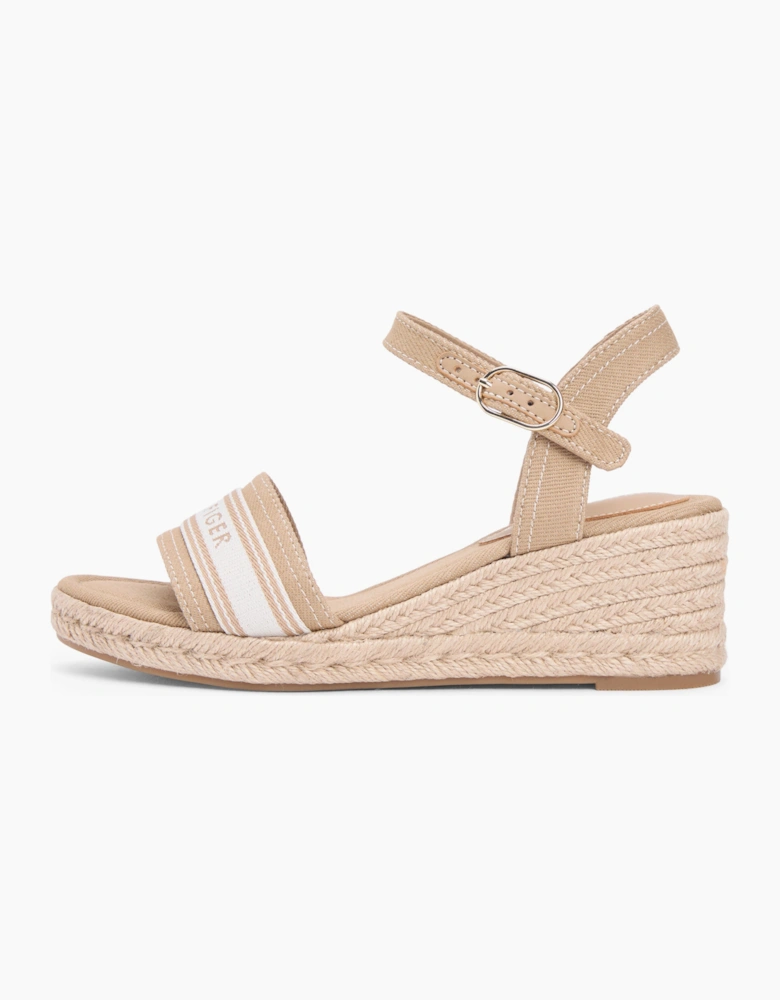 Tommy Hilfiger MID WEDGE Womens Wedge Sandals Safari Canvas