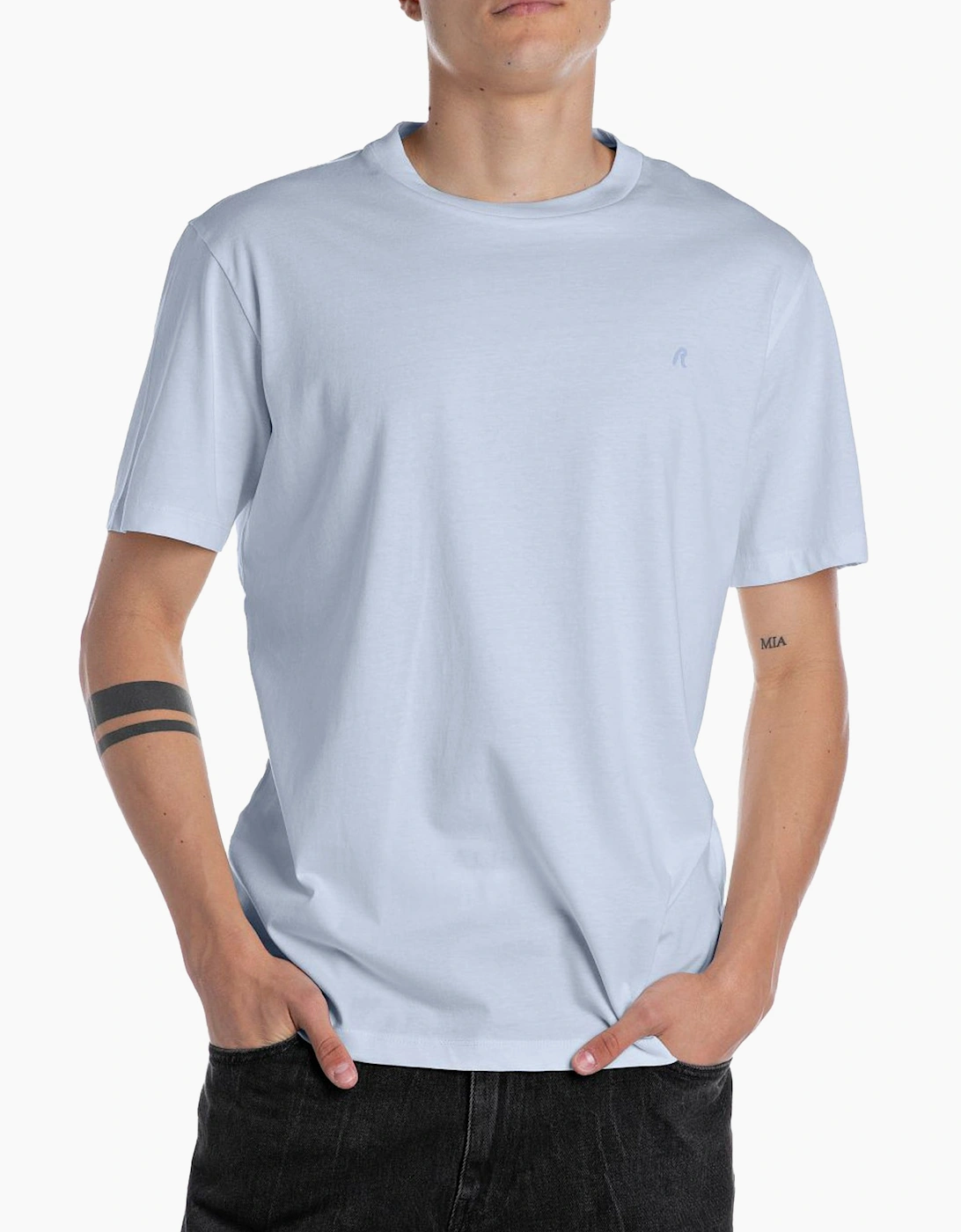 Replay R logo crew neck premium t-shirt PALE BLUE