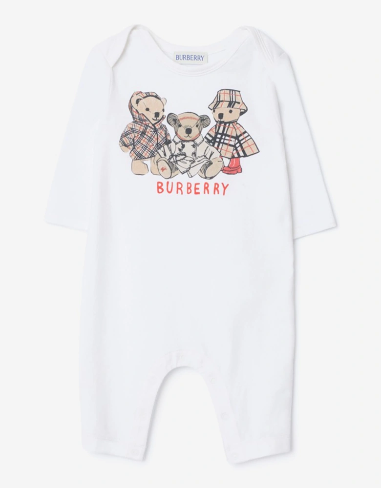 Burberry Baby Thomas Bear and Friends Romper in White