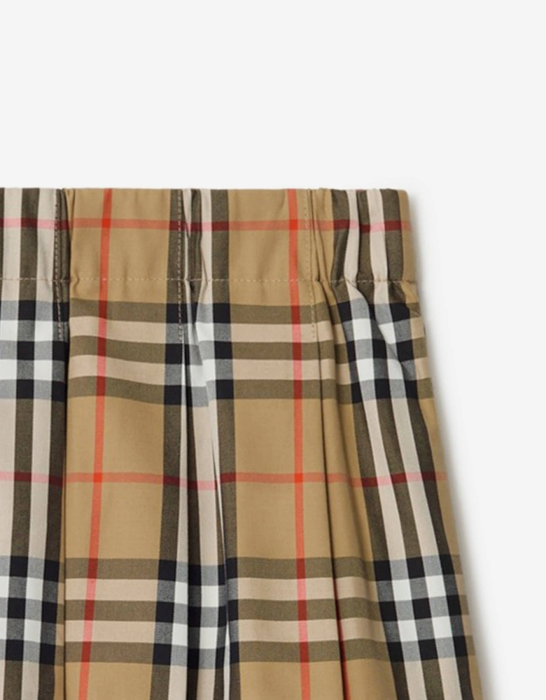 Burberry Baby Girls Mini Gabrielle Pleated Check Skirt in Beige