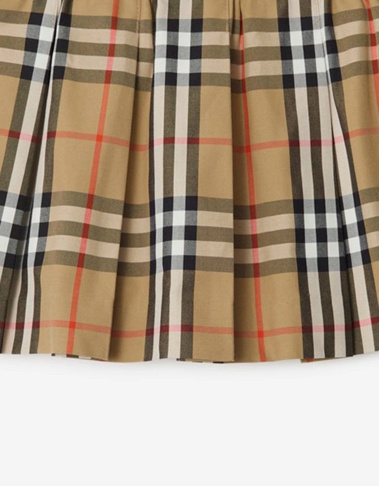 Burberry Baby Girls Mini Gabrielle Pleated Check Skirt in Beige