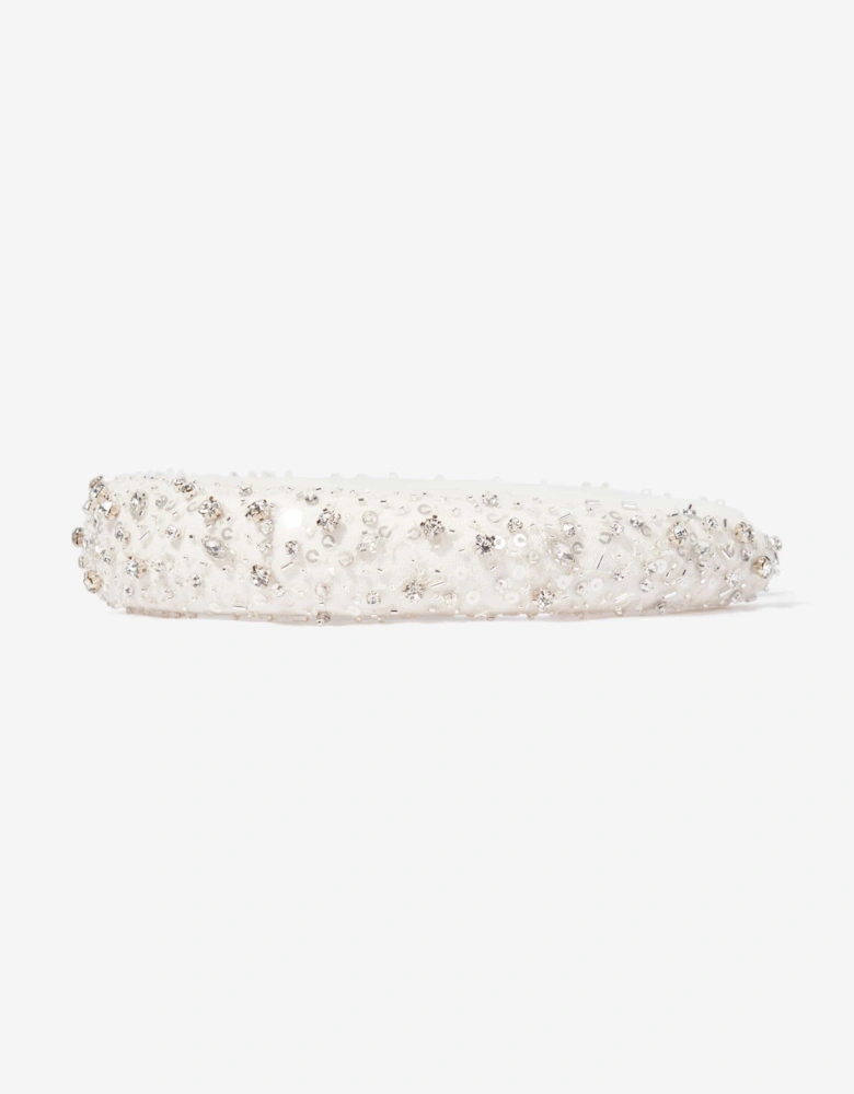 Maison Ava Girls Embellished Headband in Ivory