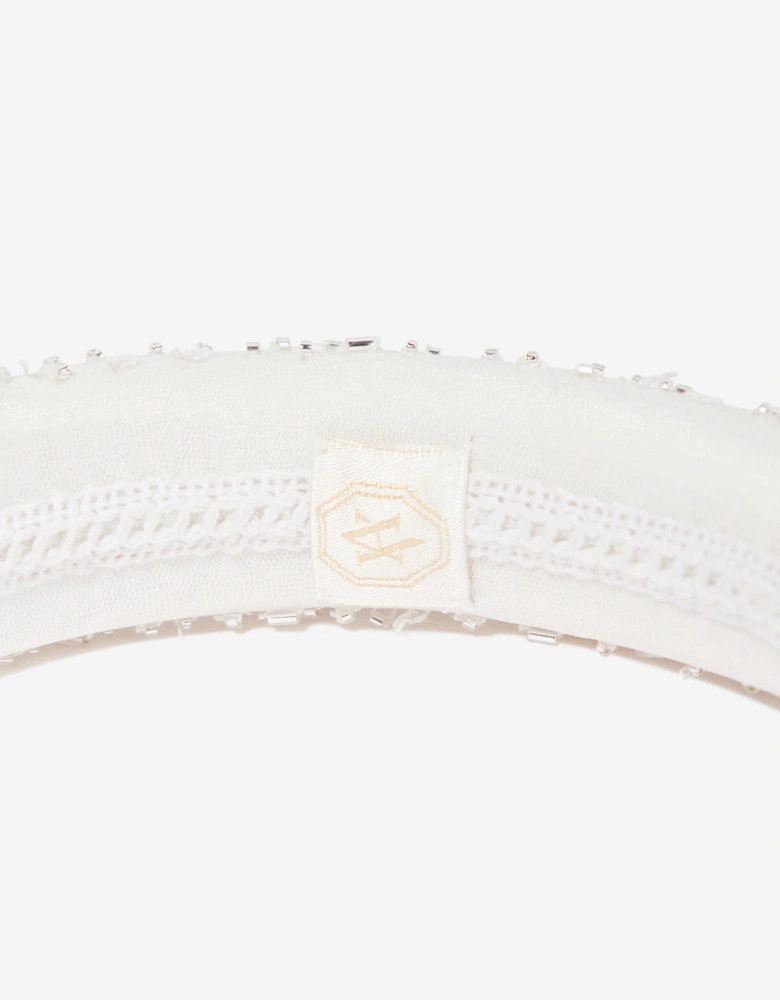 Maison Ava Girls Embellished Headband in Ivory