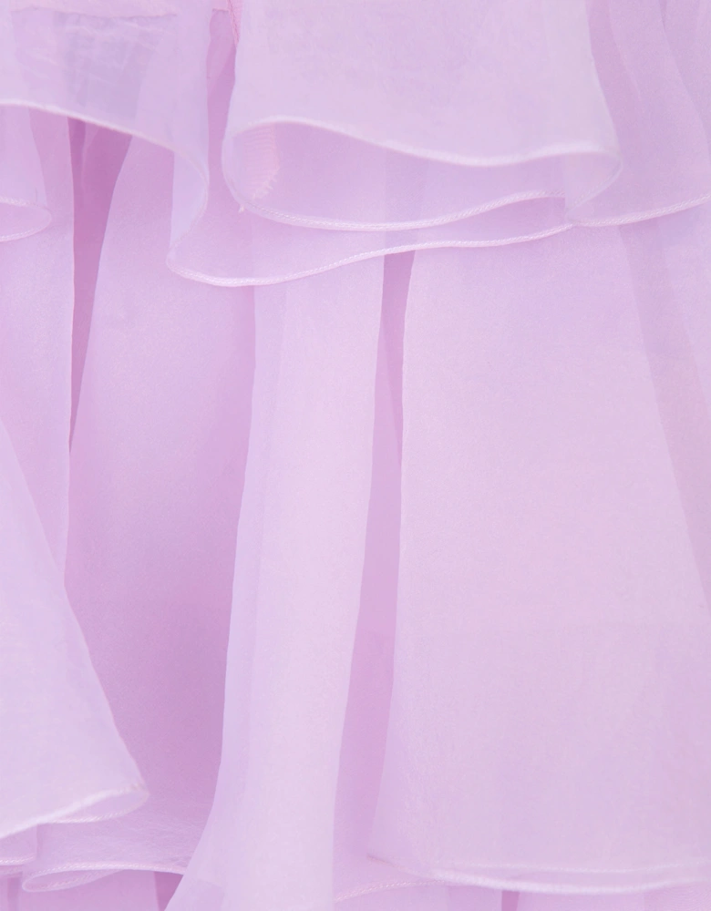 Maison Ava Girls ILara Ruffle Occasion Dress in Purple