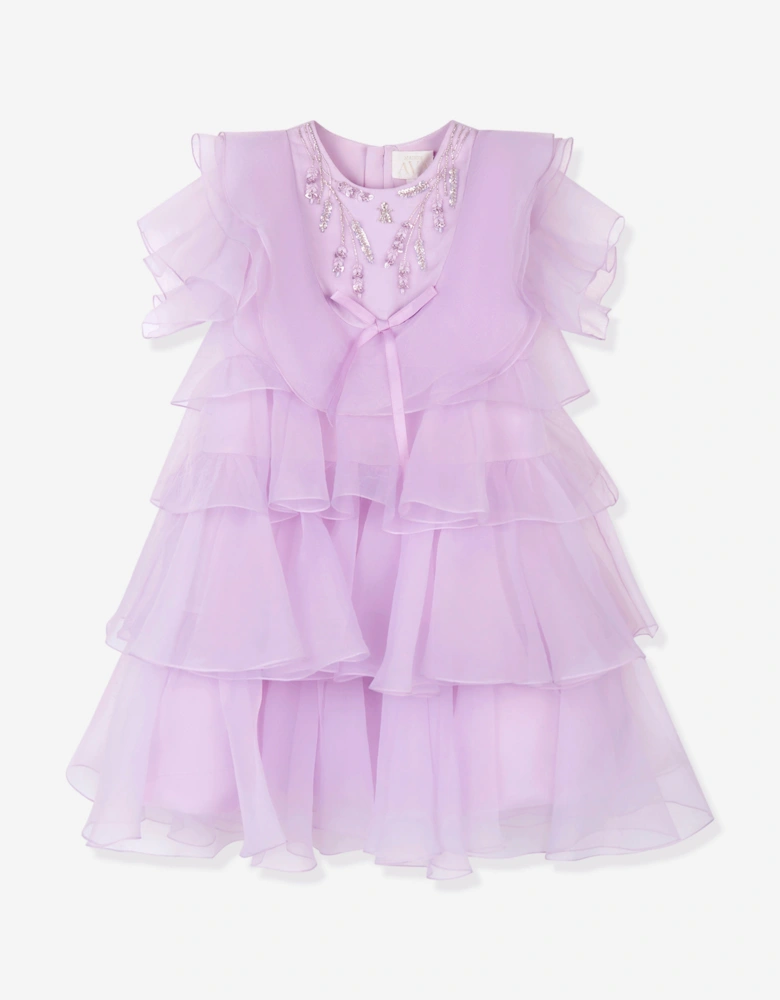 Maison Ava Girls ILara Ruffle Occasion Dress in Purple