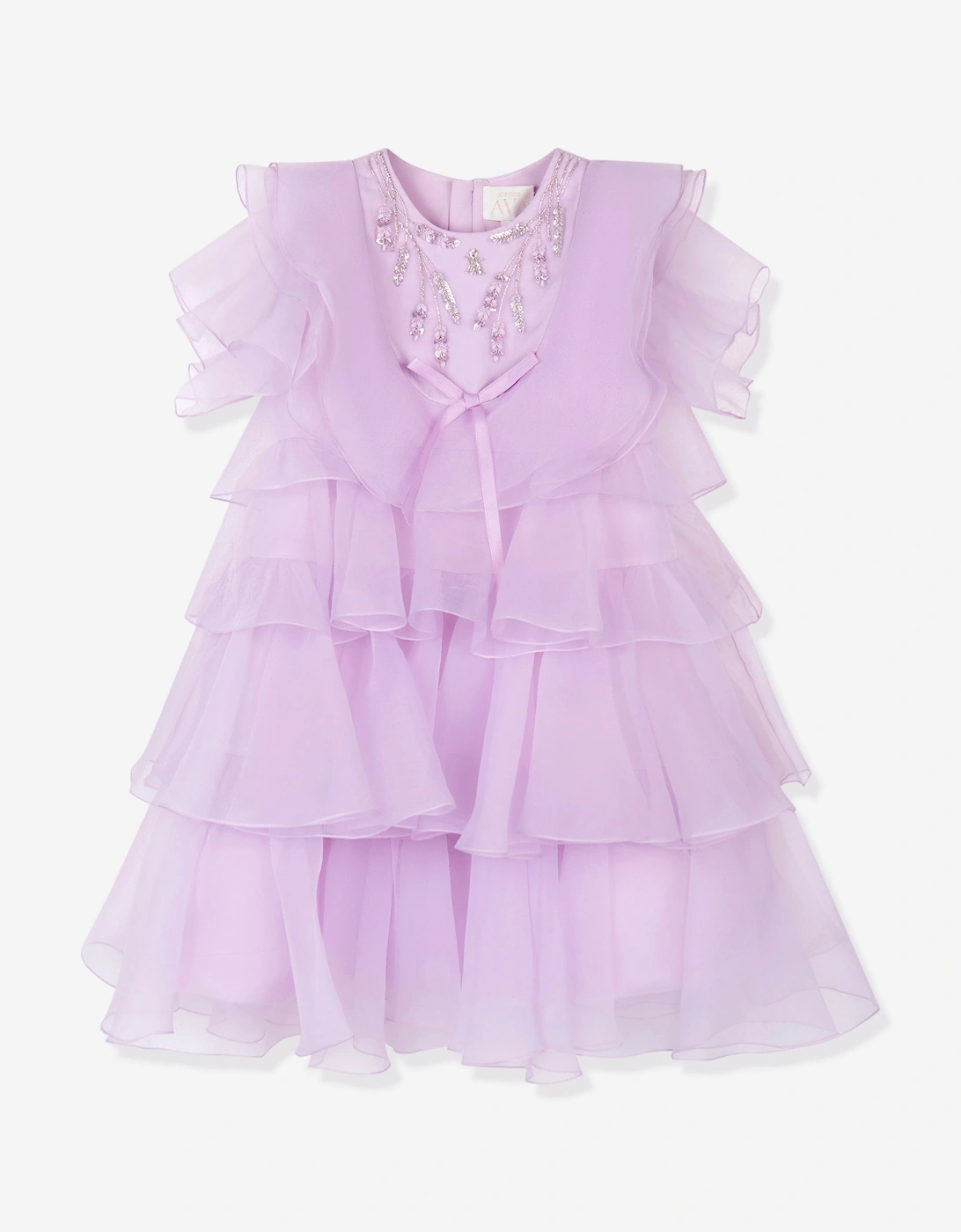 Maison Ava Girls ILara Ruffle Occasion Dress in Purple