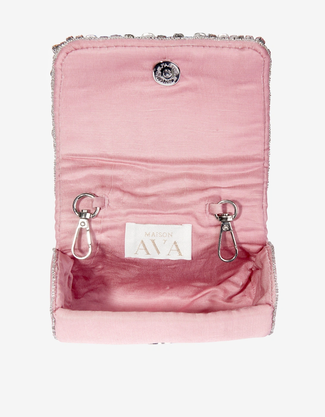Maison Ava Girls Rhinestone Flap Bag in Pink (16cm)