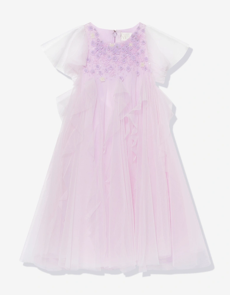 Maison Ava Girls Iris Flower Occasion Dress in Purple