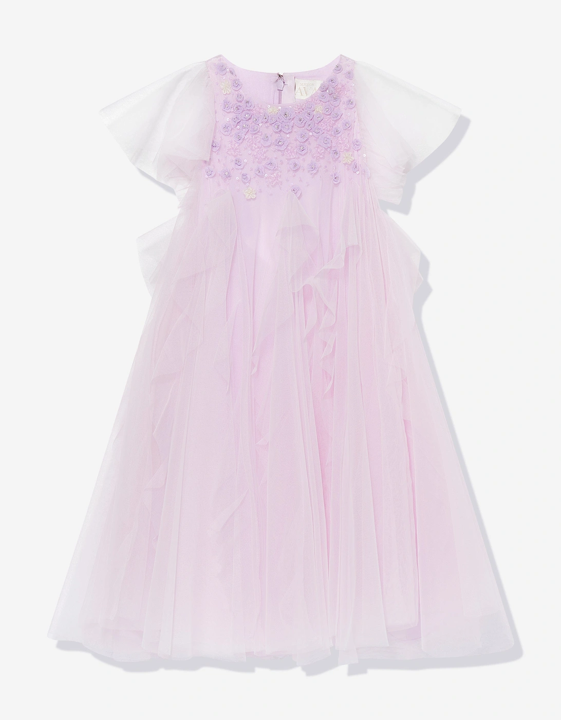 Maison Ava Girls Iris Flower Occasion Dress in Purple