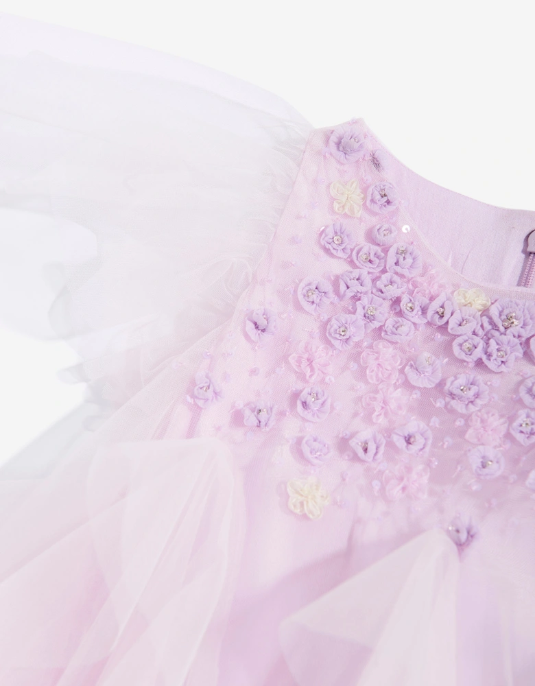 Maison Ava Girls Iris Flower Occasion Dress in Purple