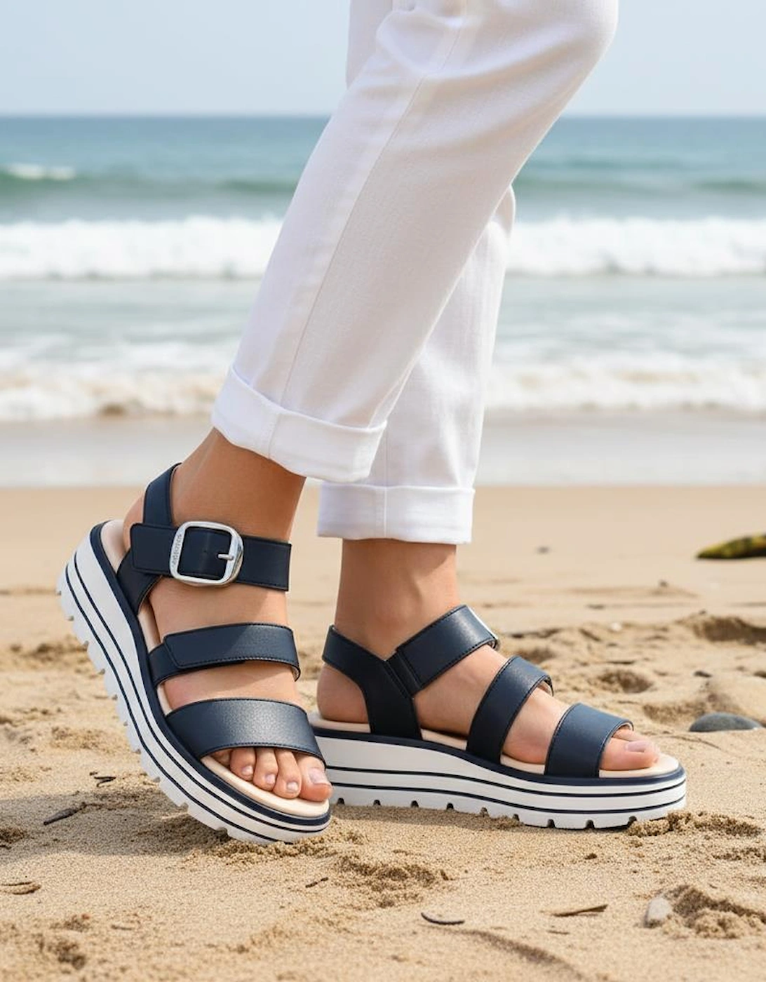 Remonte D3N50 Womens Ankle Strap Sandals Blue