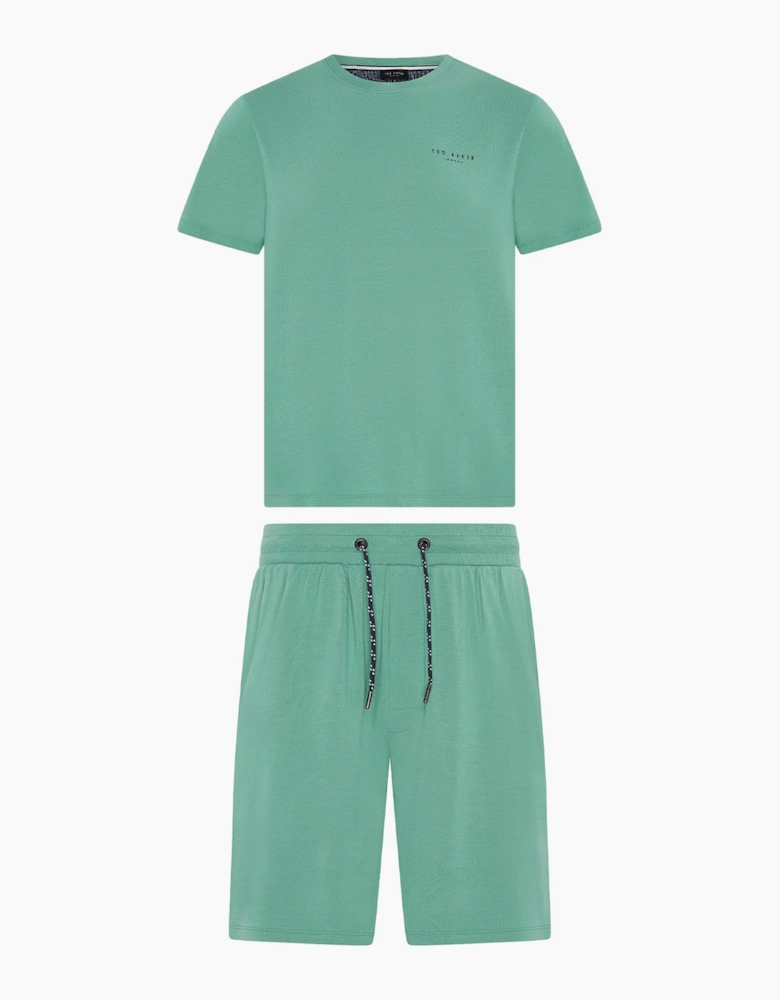 Modal T Shirt And Short Set Mens Loungewear Mint