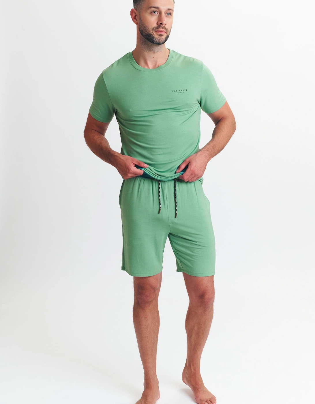 Modal T Shirt And Short Set Mens Loungewear Mint