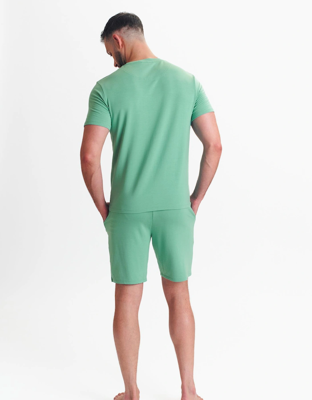 Modal T Shirt And Short Set Mens Loungewear Mint