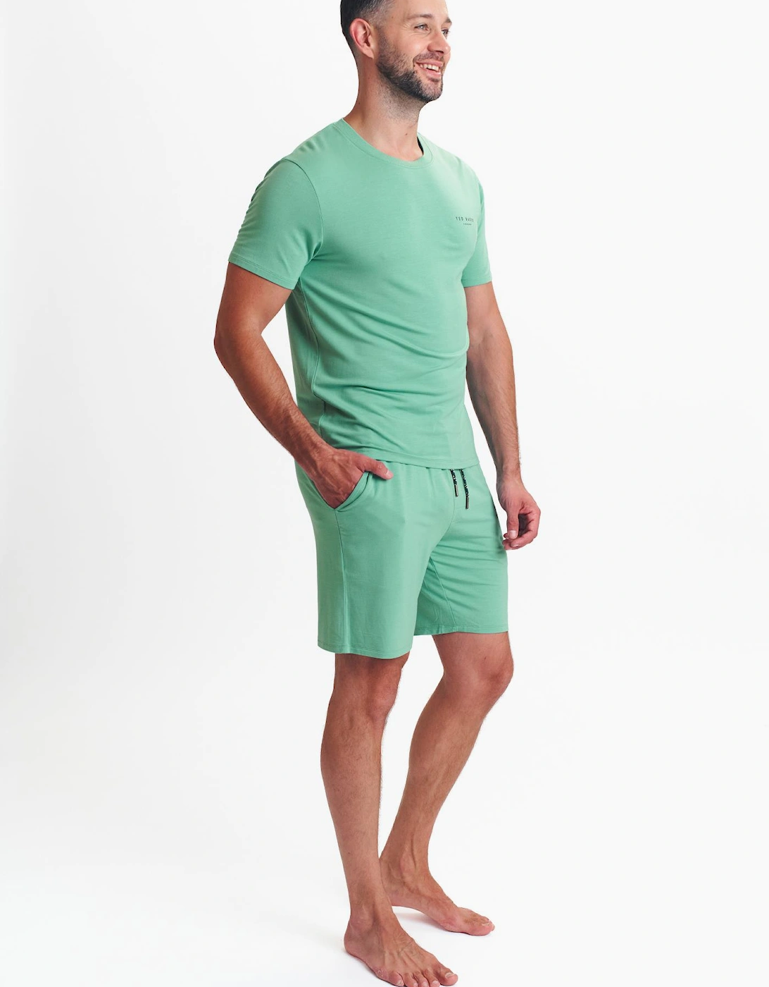 Modal T Shirt And Short Set Mens Loungewear Mint