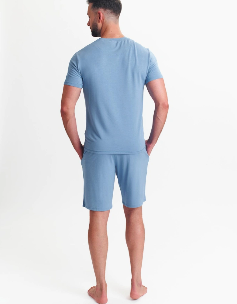 Modal T Shirt And Short Set Mens Loungewear Riviera Blue