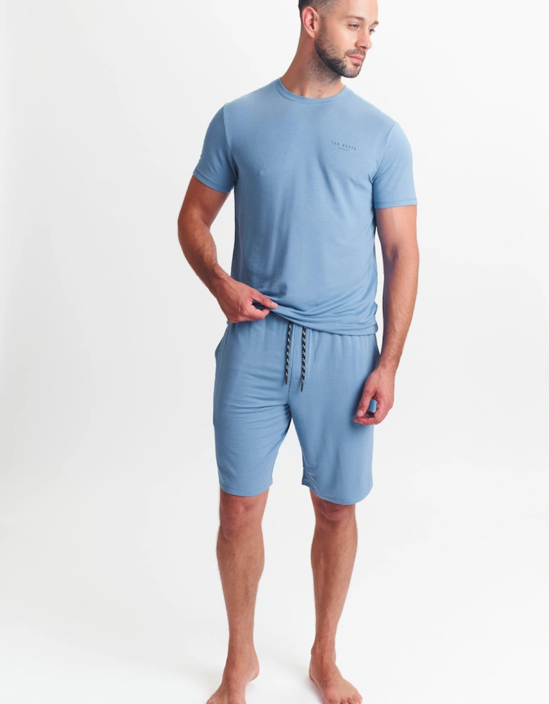 Modal T Shirt And Short Set Mens Loungewear Riviera Blue