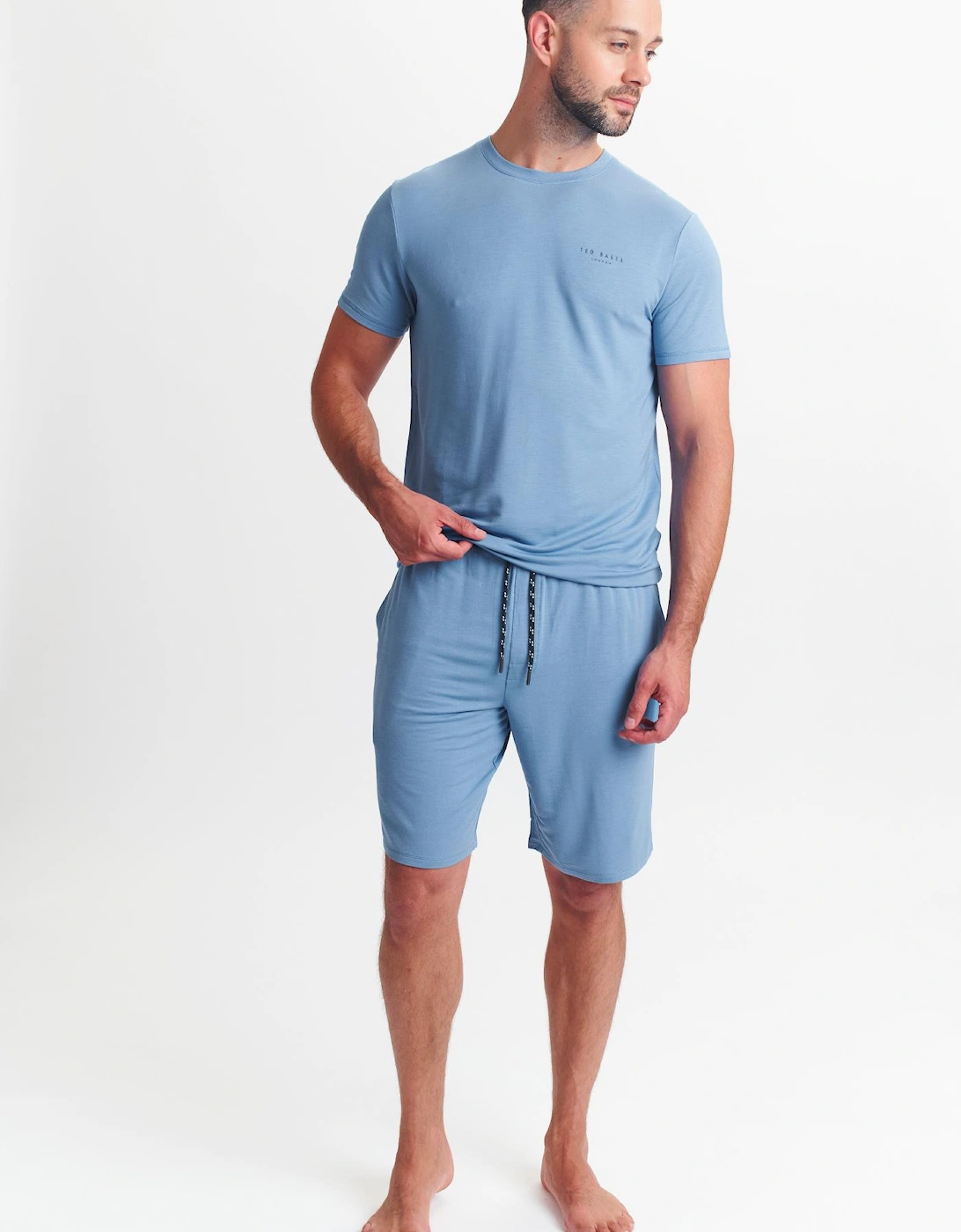 Modal T Shirt And Short Set Mens Loungewear Riviera Blue