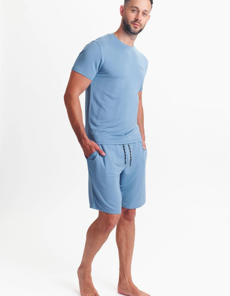 Modal T Shirt And Short Set Mens Loungewear Riviera Blue