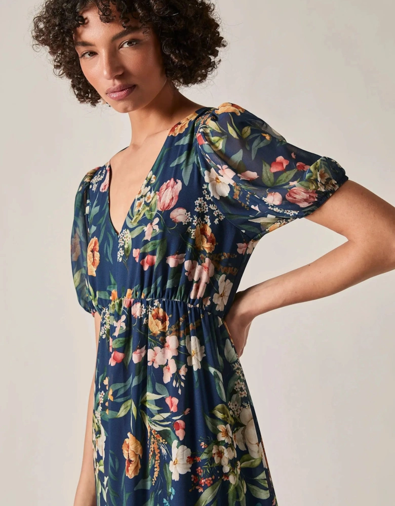 Navy Botanical Floral Maxi Dress