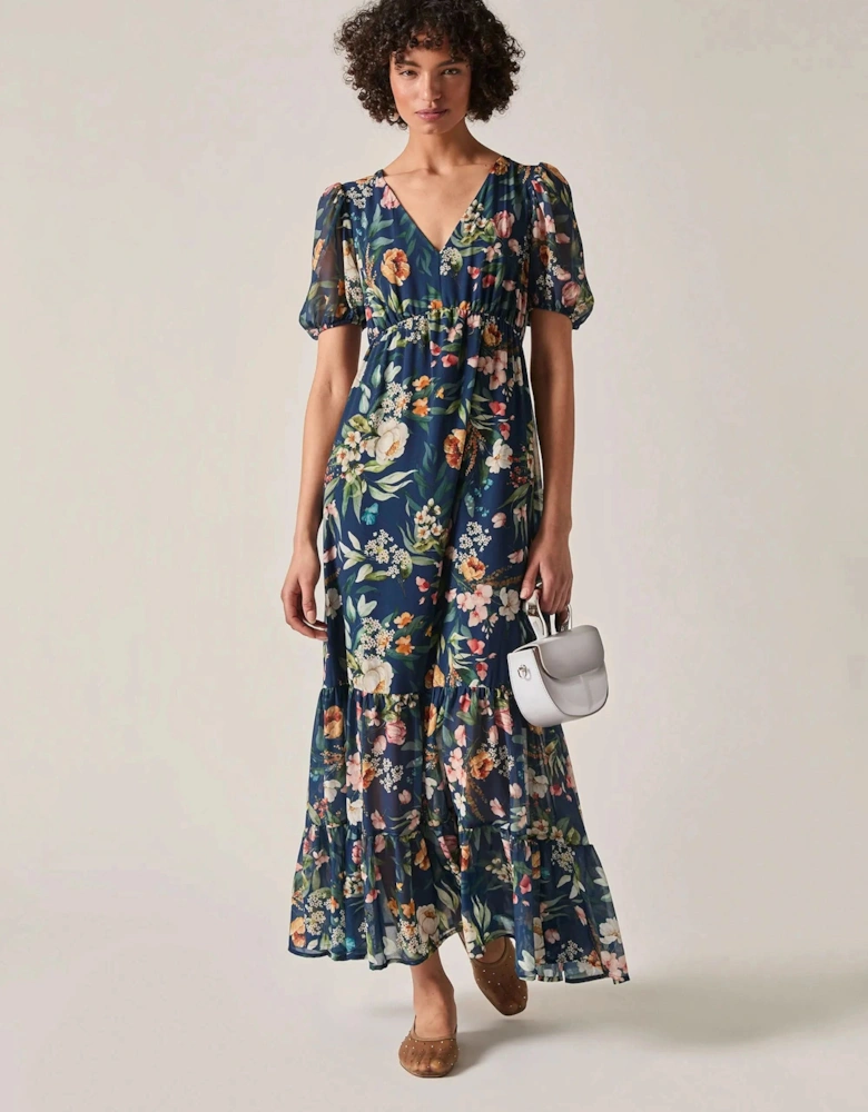 Navy Botanical Floral Maxi Dress