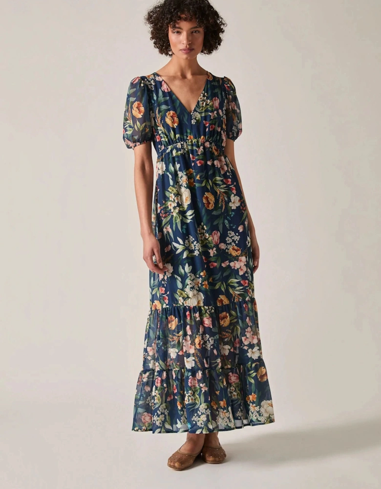 Navy Botanical Floral Maxi Dress