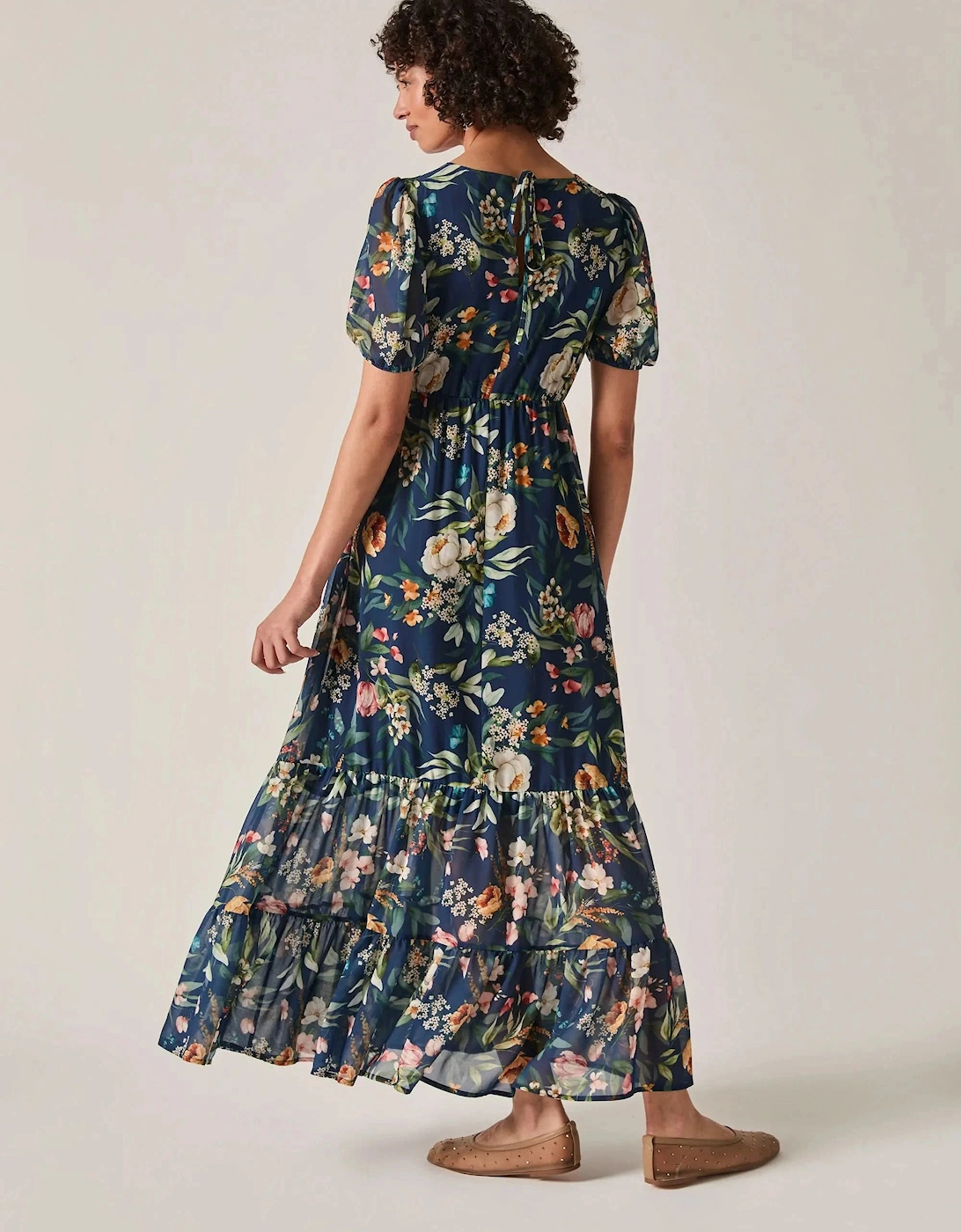 Navy Botanical Floral Maxi Dress