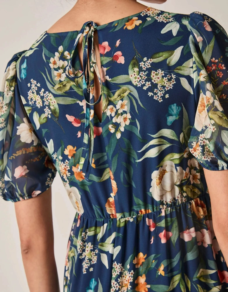 Navy Botanical Floral Maxi Dress
