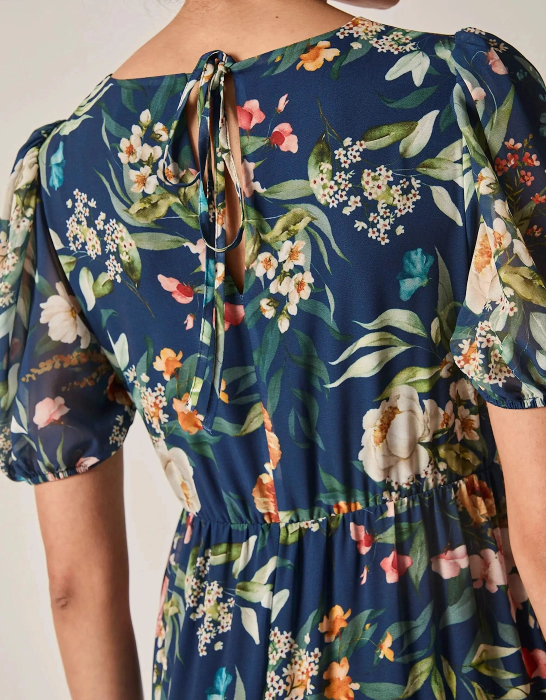 Navy Botanical Floral Maxi Dress