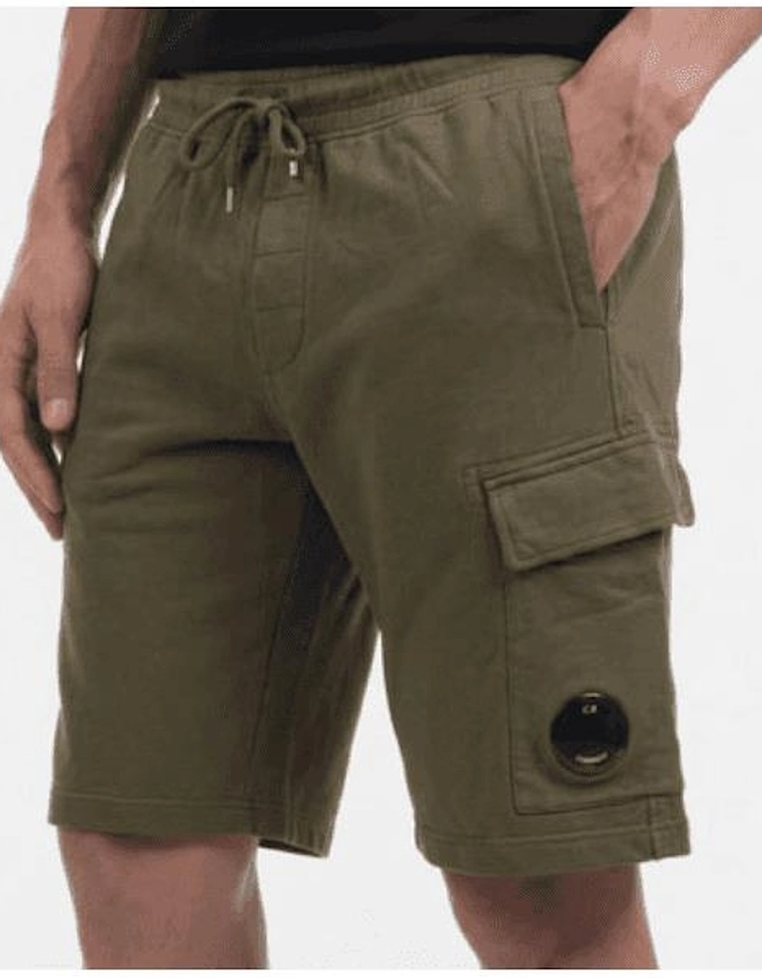 Light Fleece Lens Pocket Khaki Green Cargo Shorts