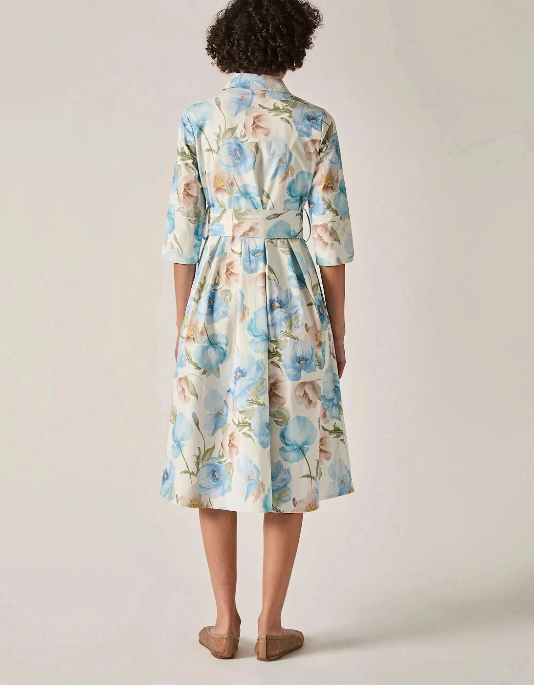 Blue Bloom Cotton Midi Dress