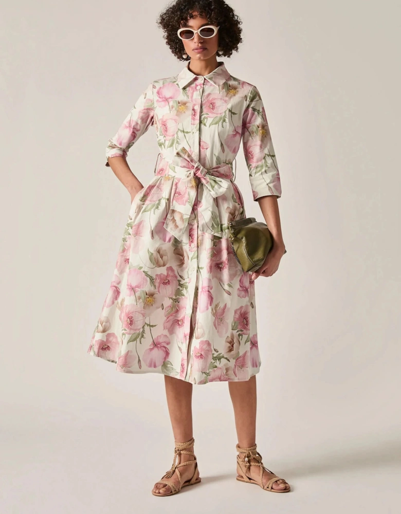 Pink Bloom Cotton Midi Dress
