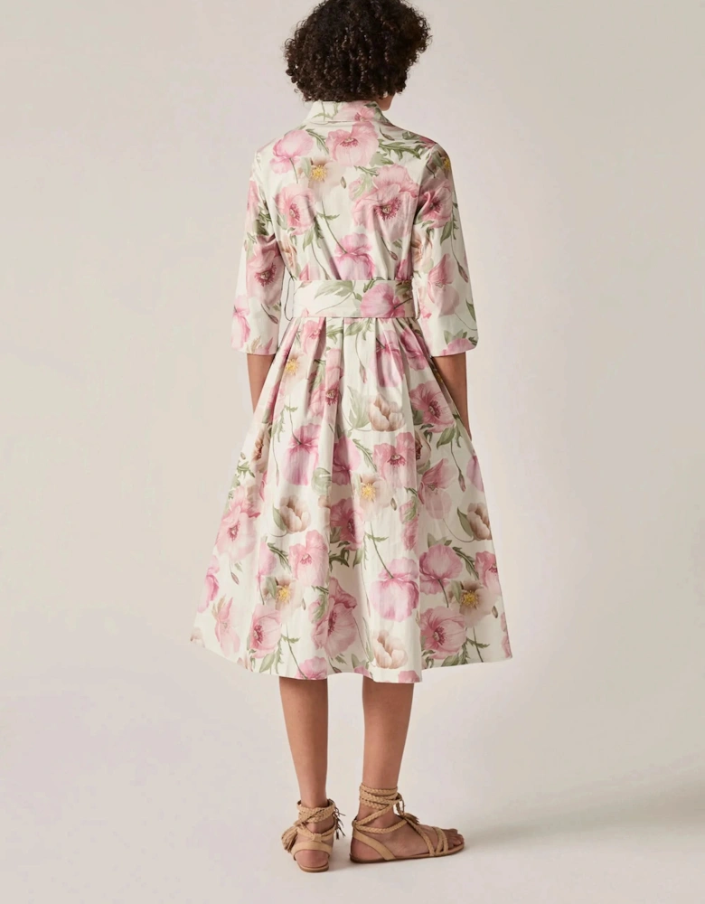 Pink Bloom Cotton Midi Dress